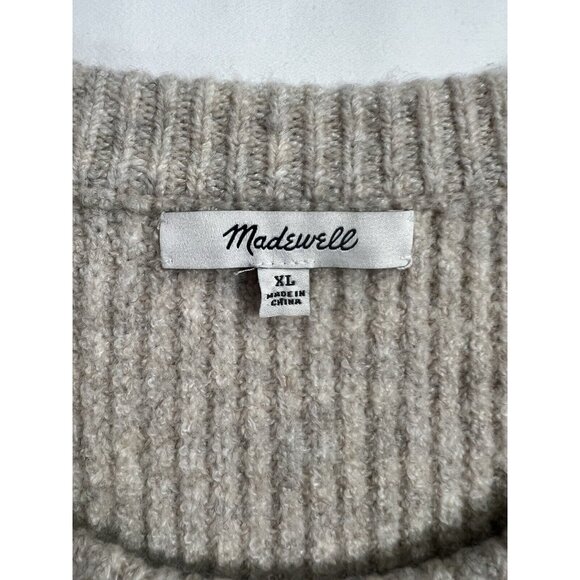Madewell Women XL Peplum Pullover Sweater Beige Ribbed Knit Wool Acrylic - Picture 6 of 13